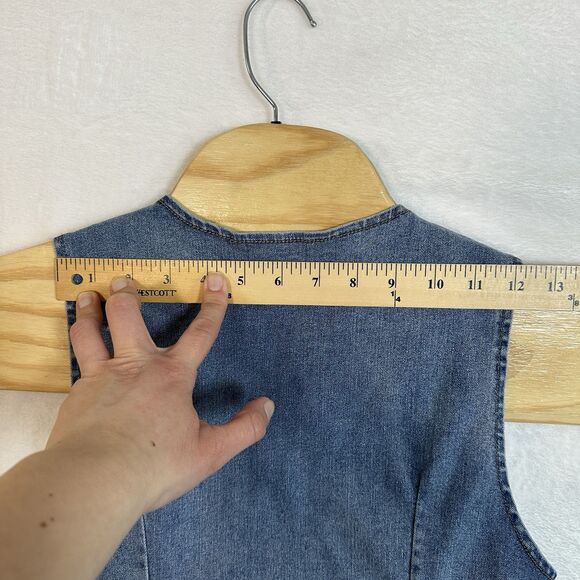 REWASH Recycled Zip Front Dress Women’s Size M Stretch Denim Jean Pockets - Picture 5 of 16